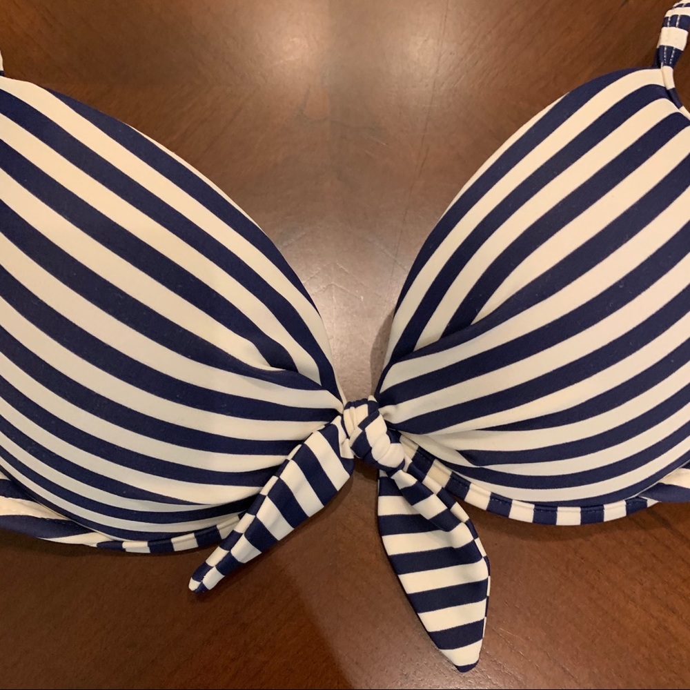 Navy and White Striped Bikini